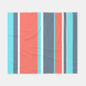 生きたサンゴ、青と灰色のストライプ フリースブランケット (正面(横))