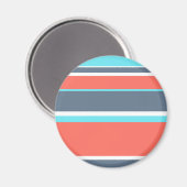 生きたサンゴ、青と灰色のストライプ マグネット (正面/裏面)