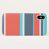 生きたサンゴ、青と灰色のストライプ Case-Mate iPhoneケース (裏面(横))