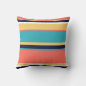 生きたサンゴ、青と黄色のストライプ クッション (裏面)