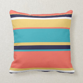 生きたサンゴ、青と黄色のストライプ クッション