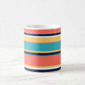 生きたサンゴ、青と黄色のストライプ コーヒーマグカップ (中央)