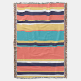 生きたサンゴ、青と黄色のストライプ スローブランケット