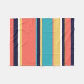 生きたサンゴ、青と黄色のストライプ フリースブランケット (正面(横))