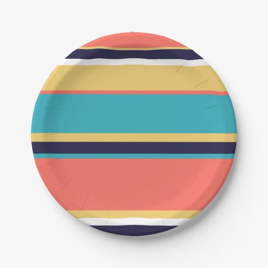生きたサンゴ、青と黄色のストライプ ペーパープレート (正面)