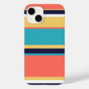 生きたサンゴ、青と黄色のストライプ Case-Mate iPhone 14ケース