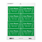 生きた植物は緑色の白で気に取り扱いなさい ラベル (フルシート)