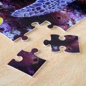生きた珊瑚と一緒に泳ぐウミガメ ジグソーパズル (側面)