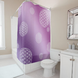 生きた花ピンクと紫 シャワーカーテン