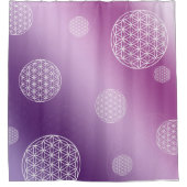 生きた花ピンクと紫 シャワーカーテン (正面)