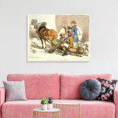 生きた魚を市場に運ぶヒレがエッチング キャンバスプリント (インサイチュ (リビング))