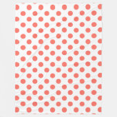 生きているサンゴ水玉模様オンホワイト フリースブランケット (正面)