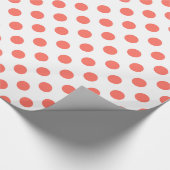 生きているサンゴ水玉模様オンホワイト ラッピングペーパー (角)