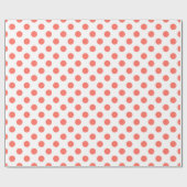 生きているサンゴ水玉模様オンホワイト ラッピングペーパー (フラット)