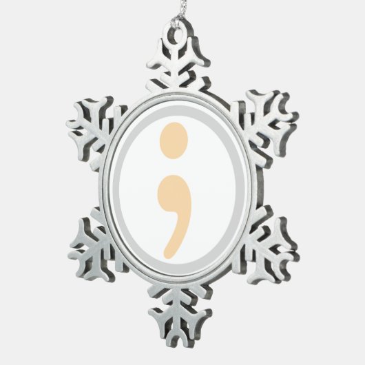 生きているセミコロンのクリスマスのオーナメントの価値を持つ生命 スノーフレークピューターオーナメント (右)