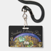 生きている夢学生のパスの図書館 バッジ (Front with Lanyard)