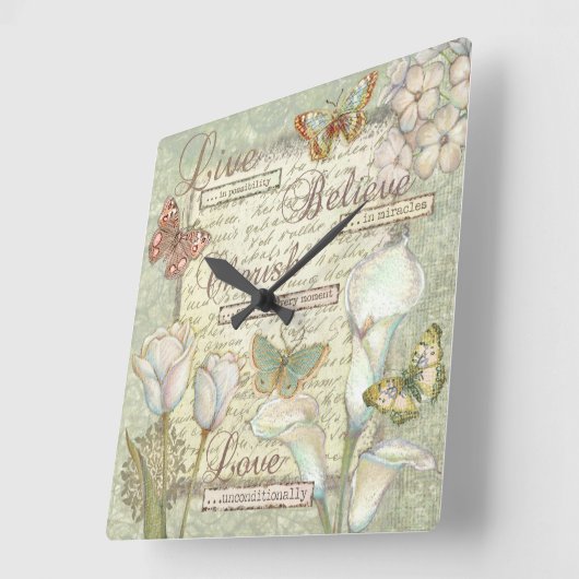 生きている大事にします信じて下さい スクエア壁時計 (傾斜)