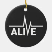 生きている心拍文字デザイン セラミックオーナメント (正面)