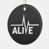 生きている心拍文字デザイン セラミックオーナメント (左)