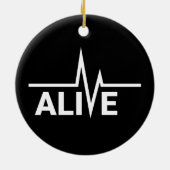 生きている心拍文字デザイン セラミックオーナメント (裏面)