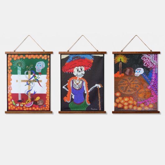 生きている愛の笑いにはおもしろい 吊り下げ型タペストリー (トリプル)