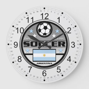 生きている愛サッカーアルゼンチン ラージ壁時計