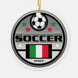 生きている愛サッカーイタリア セラミックオーナメント