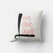 生きている愛笑いの枕、黒は白に及び上がりました クッション (裏面)