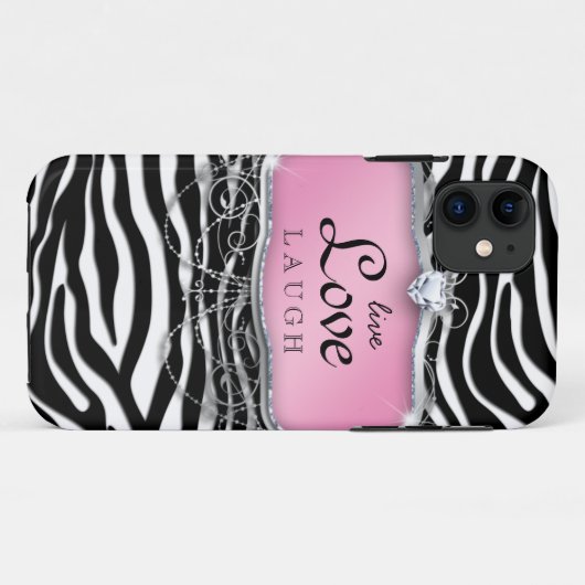 生きている愛笑いのiPhoneの場合カバーシマウマのピンクのハート Case-Mate iPhoneケース (裏面(横))