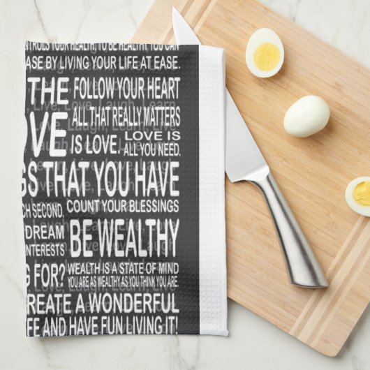 、生きている愛笑いは学びます、やる気を起こさせるなpo十分に住んでいます キッチンタオル (四つ折り)