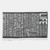 、生きている愛笑いは学びます、やる気を起こさせるなpo十分に住んでいます キッチンタオル (横)