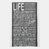 、生きている愛笑いは学びます、やる気を起こさせるなpo十分に住んでいます キッチンタオル (縦)