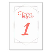 生きている珊瑚の幾何学的な原稿の結婚式 テーブルナンバー (裏面)