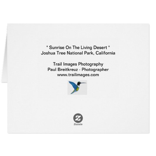 "生きている砂漠の日の出" (裏面横)