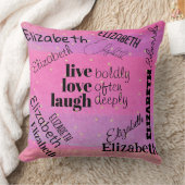 生きている笑いの愛 |名パーソナライズされた前のスローP クッション (ブランケット)