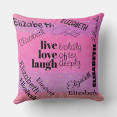 生きている笑いの愛 |名パーソナライズされた前のスローP クッション (裏面)