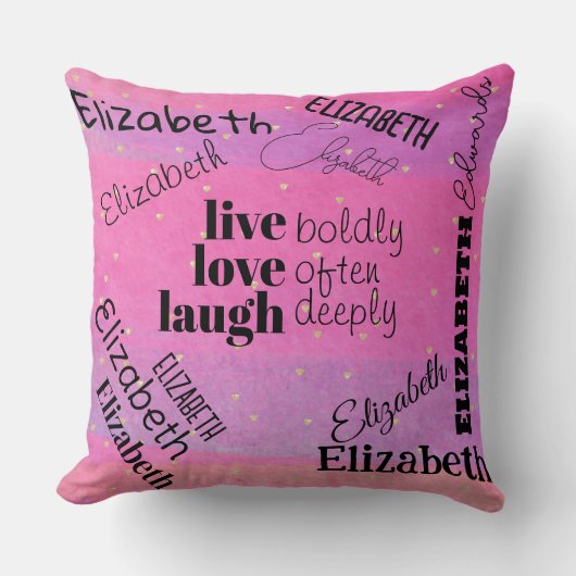 生きている笑いの愛 |名パーソナライズされた前のスローP クッション (正面)