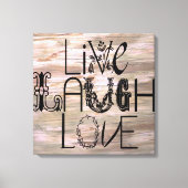 生きている笑い愛さざらざらした木製のサインウォールキャンバス キャンバスプリント (正面)