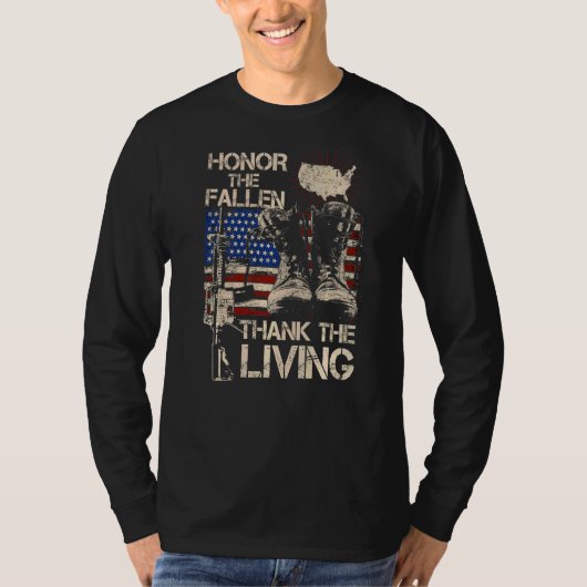 生きている落ちたアメリカ国旗Viを称える Tシャツ (正面)