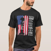 生きている落ちた米国感謝してい国旗のMemoriaを称える Tシャツ (正面)