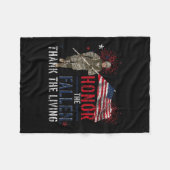 生きている落ちた米感謝してい国の国旗を守る フリースブランケット (正面(横))