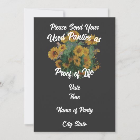 生きている証拠として使用済みパンツを送ってください 招待状 (正面)