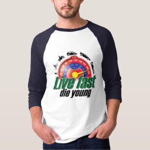 生きている速い若者死にます Tシャツ