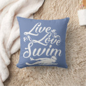 生きている-愛-水泳 クッション (ブランケット)