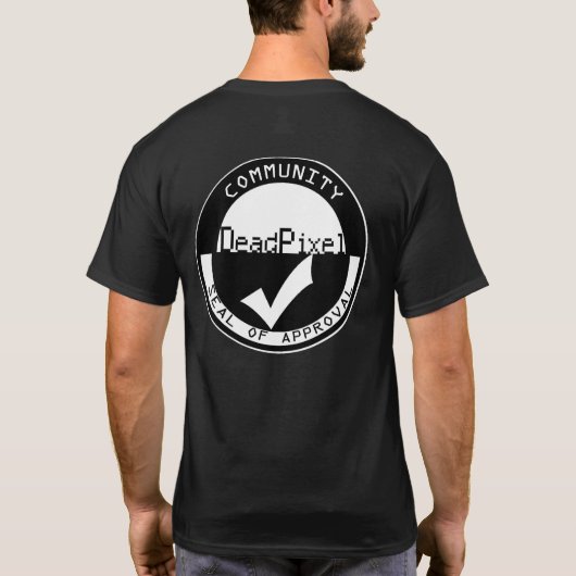 生きている/認可の印死んだピクセル Tシャツ (裏面)