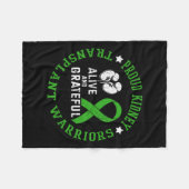 生きて感謝する腎臓移植戦士 フリースブランケット (正面(横))