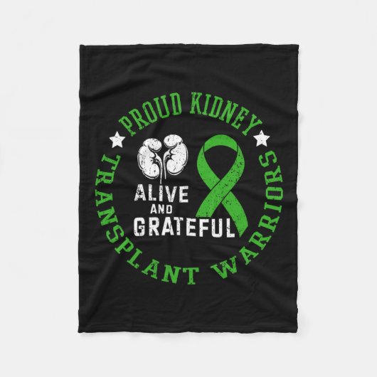 生きて感謝する腎臓移植戦士 フリースブランケット (正面)