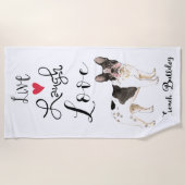 生きて笑うブルドッグを愛フランスのする ビーチタオル (正面)