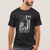 生きて重量引き上げアメリカ国旗Inspirati Tシャツ (正面)