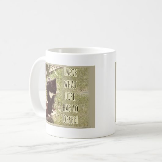 生きとし可愛い猫フォト感動的引用文 コーヒーマグカップ (正面左)